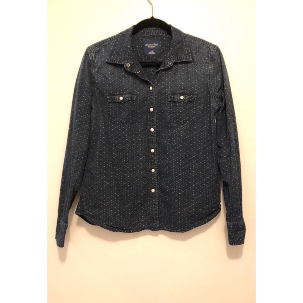 Denim Button Up With Pattern Ae - image 1